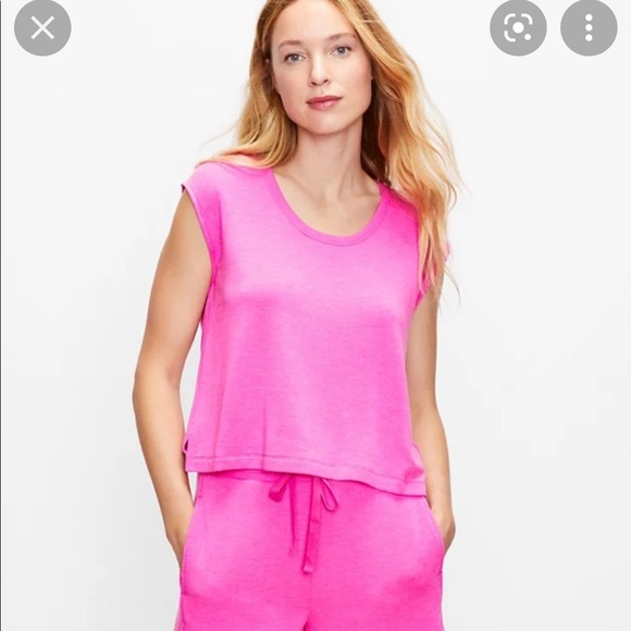 Lou & Grey Signature Soft Pink Cap Sleeve Tee Size Large NEW - Picture 1 of 9